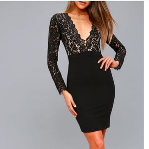 NWT. Lulu's swoon-er or later black long sleeve lace dress size xs